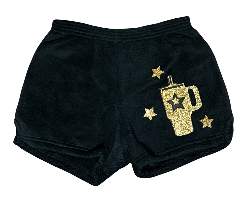 Pajama Shorts (girls) - Solid Shorts with Star "Stanley" Cup & Stars