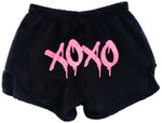 Pajama Shorts (girls) - Solid Shorts with Glitter Drippy XOXO on the Back