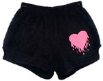 Pajama Shorts (girls) - Solid Shorts with Pink Glitter Drippy Heart