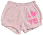 Pajama Shorts (girls) - Solid Shorts with Pink Glitter LOVE