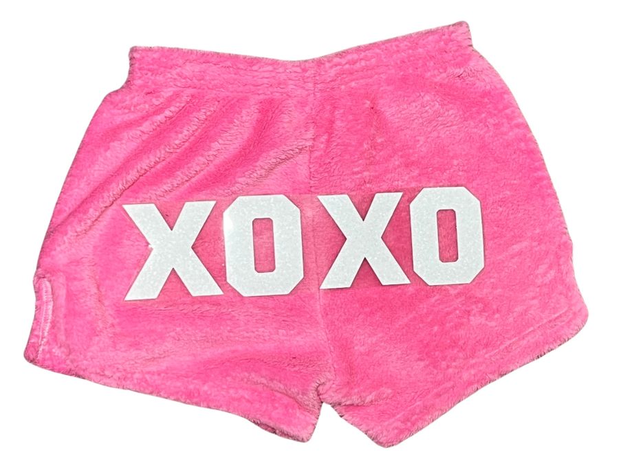 Pajama Shorts (girls) - Solid Shorts with Glitter Solid XOXO on the Back