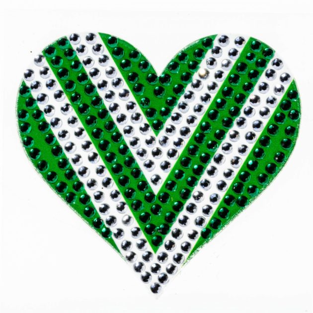 Green & White Heart - 2" StickerBeans Sticker