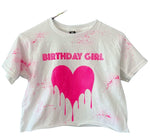 Drip Heart & Splatter Birthday Girl Tee