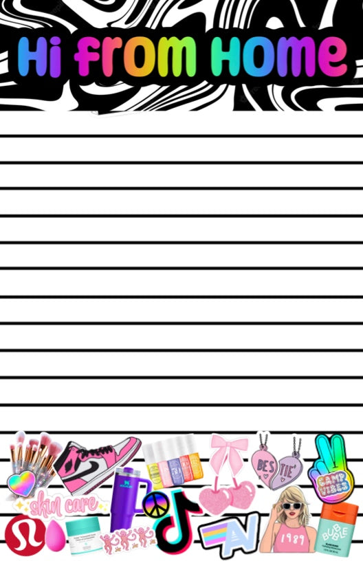 Swirly Girly News from Home Notepad