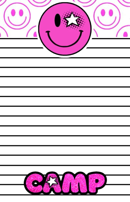 Pink Star Smile News from Camp Notepad