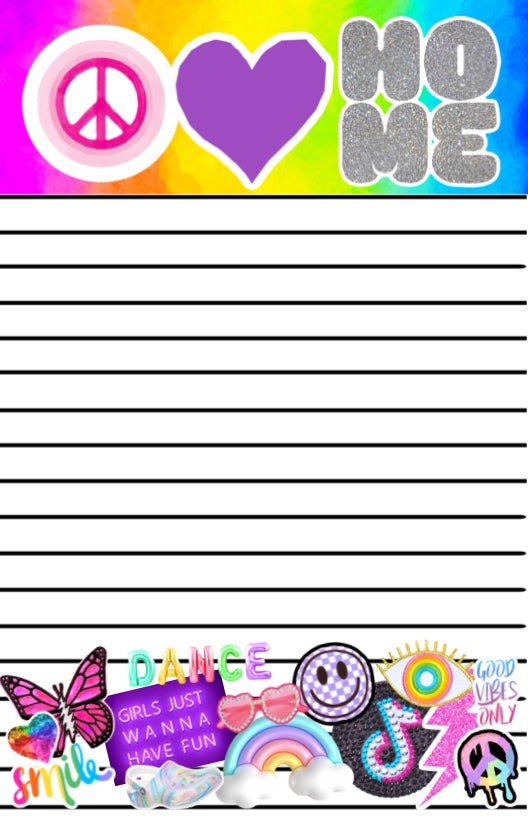 Rainbow Girly News from Home Notepad