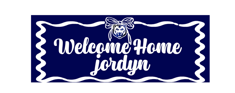Welcome Home Banner - Camp Color Bow with Logo