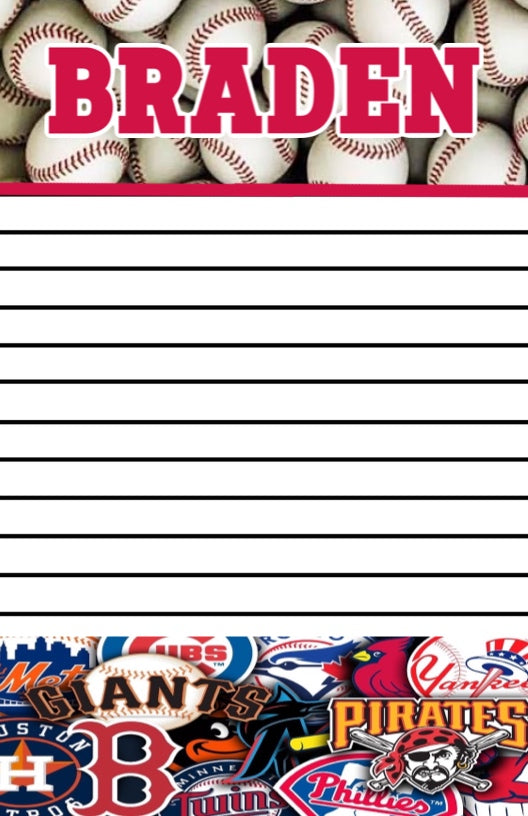 Baseball Custom Notepad