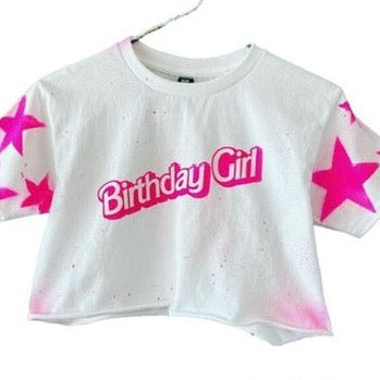 Barbie Font Birthday Girl Tee w/ Stars
