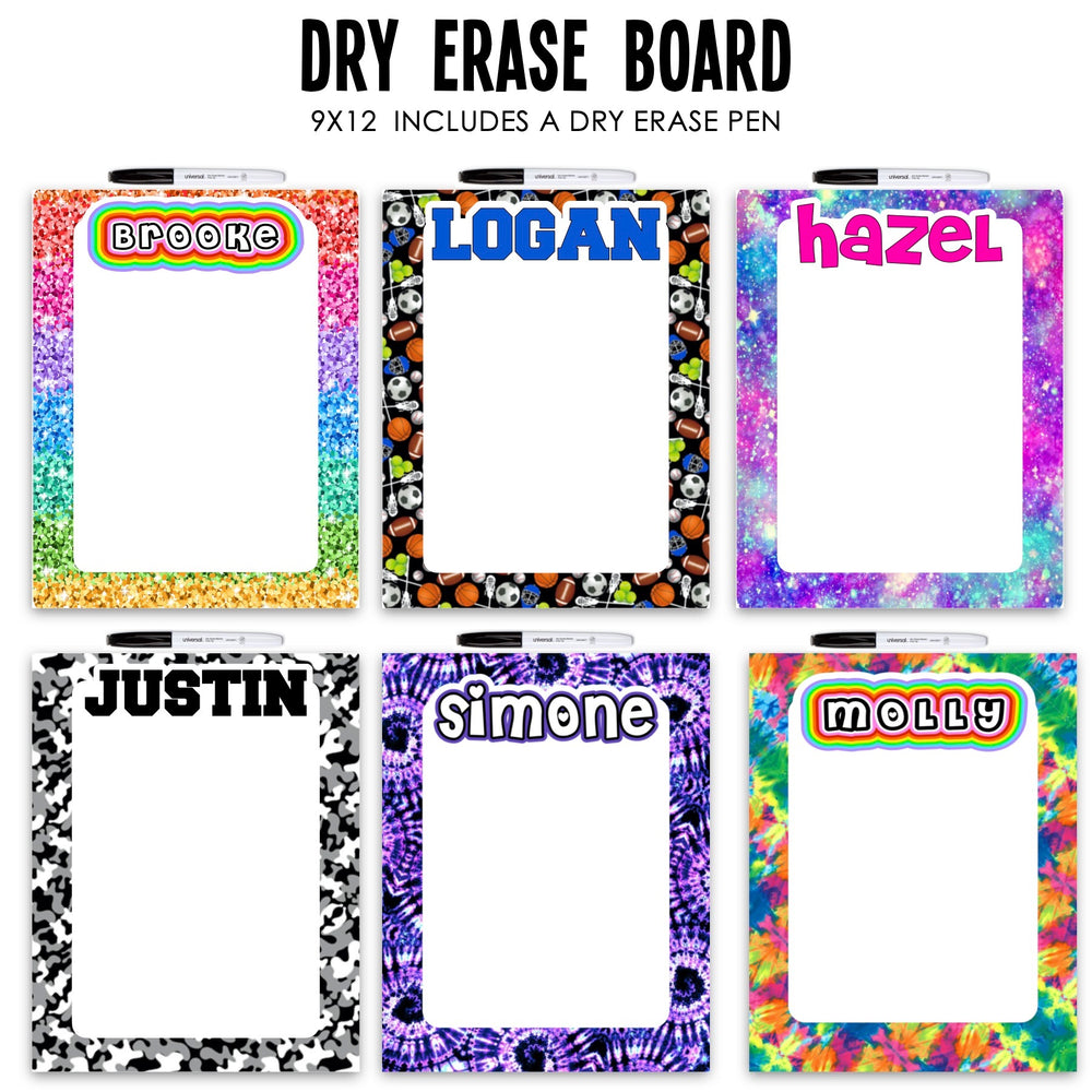 Namedrops Laminated Dry Erase Board - Choose your Pattern