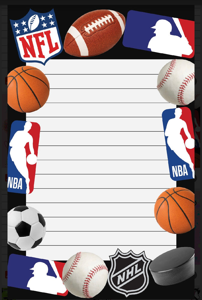 Sports Balls & Logos Lined Notepad