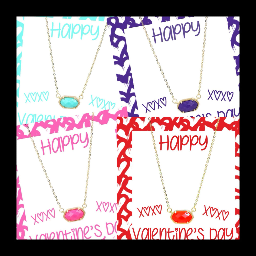 Hexagon Necklace on a Valentine's Day Card