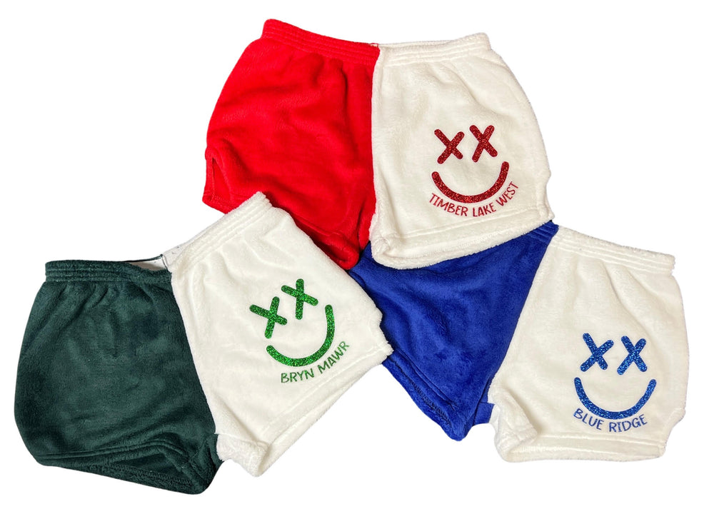 XX Open Smiley w Camp Name Fuzzy Pajama Shorts (girls)