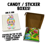 Boxes of Candy Packs with Custom Sticker