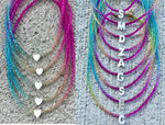 Ombré Rainbow Pearl Sungle Heart or Initial Necklace