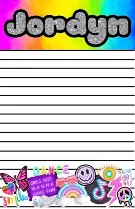 Rainbow Girly Custom Notepad