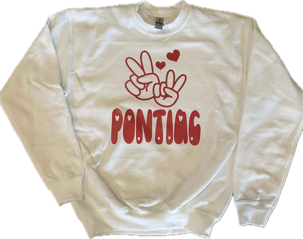 Peace Fingers Bubble Heart Camp Sweatshirt