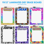 Namedrops Laminated Dry Erase Board - Choose your Pattern