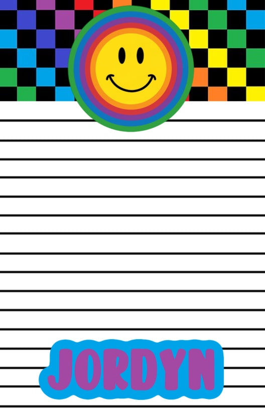 Rainbow Checker Smile Custom Notepad