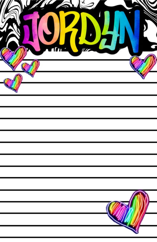 Swirl Rainbow Hearts Custom Notepad