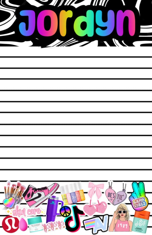 Swirly Girly Custom Notepad