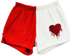 Fuzzy Pajama Shorts (girls) - Two-Toned with Glitter Drippy Heart