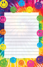Vibrant Spiral Tie Dye w/ Smiley Faces Lined Notepad