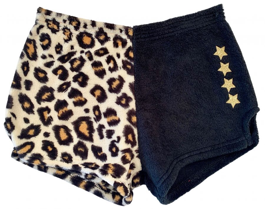 Fuzzy Pajama Shorts (girls) - Leopard/Black with Stars