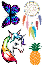 Unicorn, Butterfly, Pineapple & Dreamcatcher Cling-It Sheet