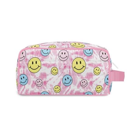 Tie Dye Smiley Puffer Cosmetics Bag