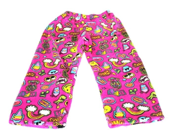 Fuzzy Pajama Pants - Pink Patches
