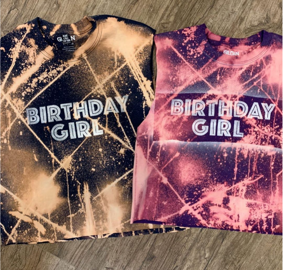 Bleached & Stenciled Birthday Girl Tank