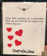 Sterling Silver Heart Necklace on a Friendship Card
