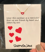 Enamel Heart Necklace on a Friendship Card