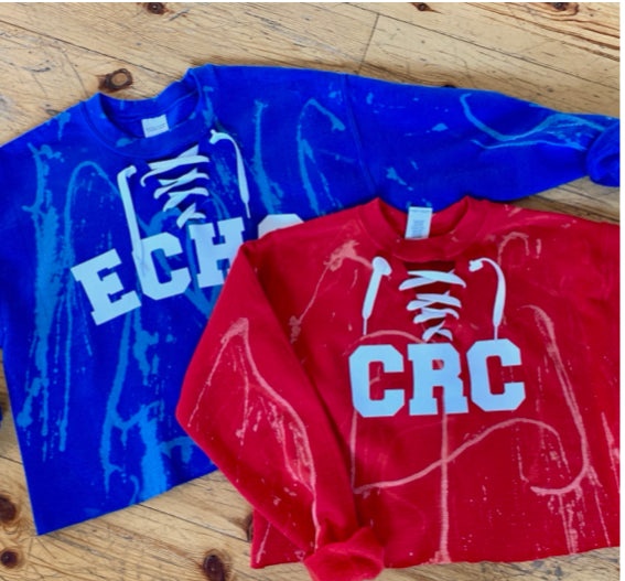 Camp Cropped and Bleached Dyed Lace Up Crewneck