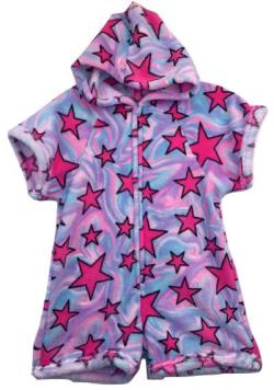 Fuzzy Pajama Shorts/Short Sleeves Onesie - Swirly Stars