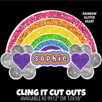 Cling It Cut Out - Rainbow Glitter Heart