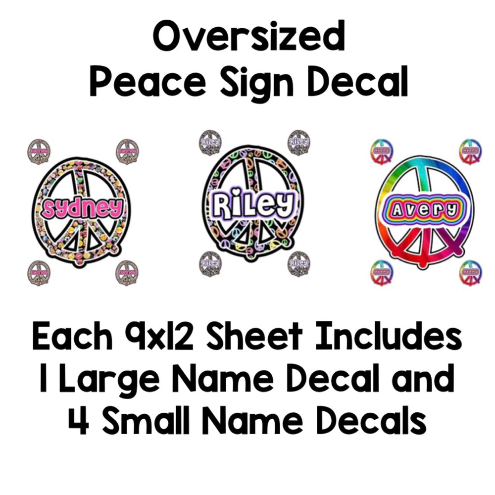 Oversized Peace Sign Namedrops Name Decal