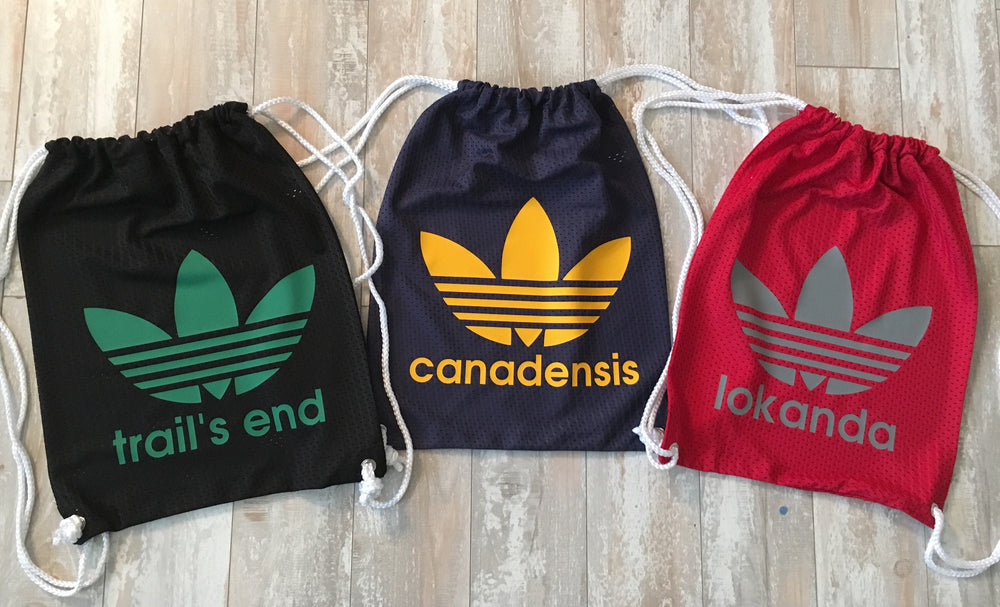 Stripes Logo Mesh Drawstring Bag