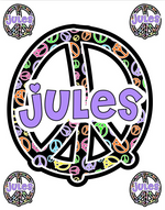 Oversized Peace Sign Namedrops Name Decal