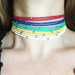 Suede Choker Necklace with Beads