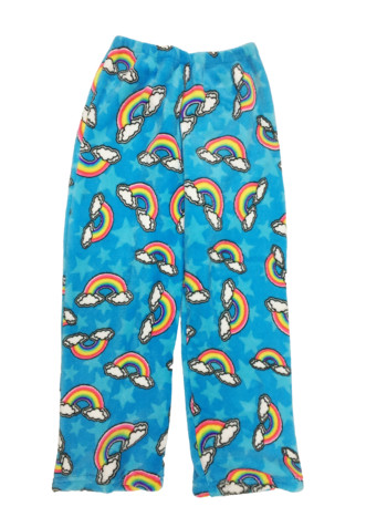 Fuzzy Pajama Pants - Blue Rainbow Clouds – Camprageous Gifts